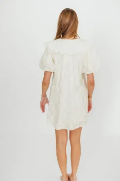 Discount Worth Collective Danica Embellished Floral Baby Doll Mini Dress in Cream