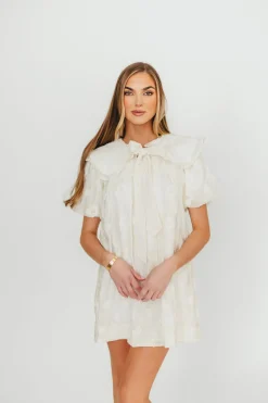 Discount Worth Collective Danica Embellished Floral Baby Doll Mini Dress in Cream