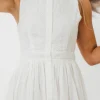 Discount Worth Collective Darla Eyelet Lace Button Down Fit and Flare Midi Dress in Off-White