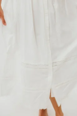 Discount Worth Collective Darla Eyelet Lace Button Down Fit and Flare Midi Dress in Off-White