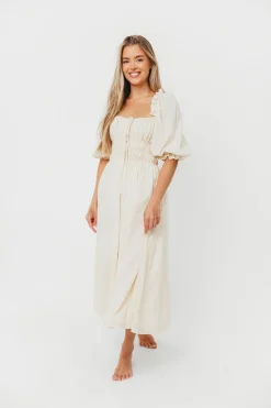 Discount Worth Collective Darling Midi Dress in Cream