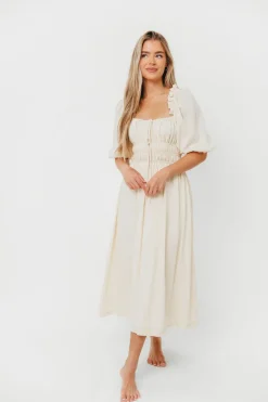 Discount Worth Collective Darling Midi Dress in Cream