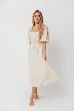 Discount Worth Collective Darling Midi Dress in Cream