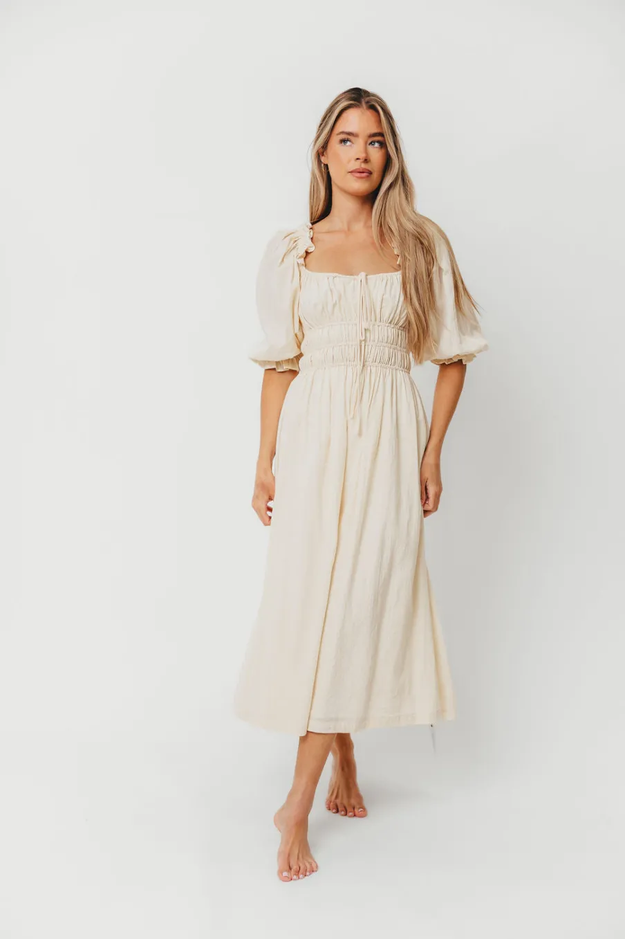 Discount Worth Collective Darling Midi Dress in Cream