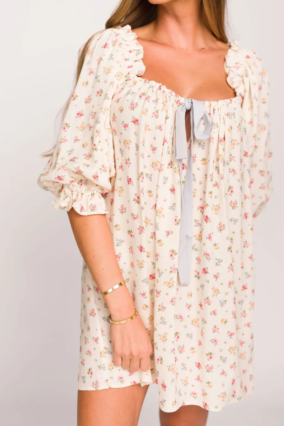 Clearance Worth Collective Darling Mini Dress in Country Bloom