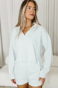 Fashion Worth Collective Davis Sweatshirt & Shorts Set in Ice Flow