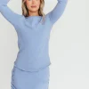 Online Worth Collective Dayna Pullover Top and Mini Skirt Set in Light Blue