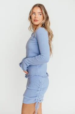 Online Worth Collective Dayna Pullover Top and Mini Skirt Set in Light Blue
