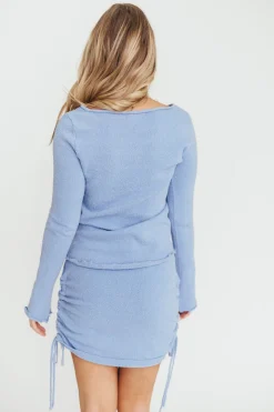 Online Worth Collective Dayna Pullover Top and Mini Skirt Set in Light Blue