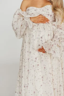 Clearance Worth Collective Dear Lily Maxi Dress in Lilac - Bump Friendly
