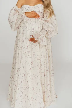 Clearance Worth Collective Dear Lily Maxi Dress in Lilac - Bump Friendly