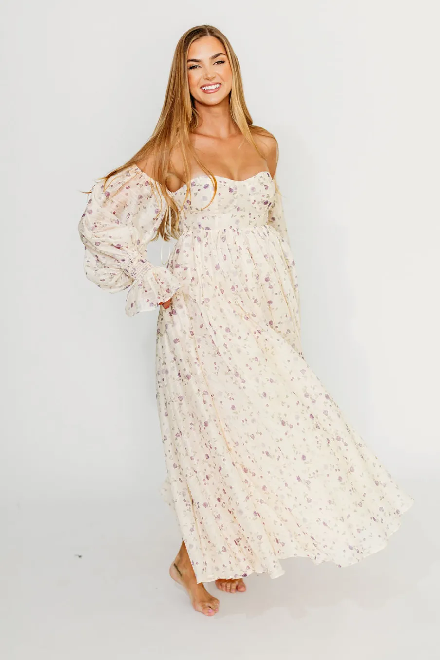 Clearance Worth Collective Dear Lily Maxi Dress in Lilac - Bump Friendly