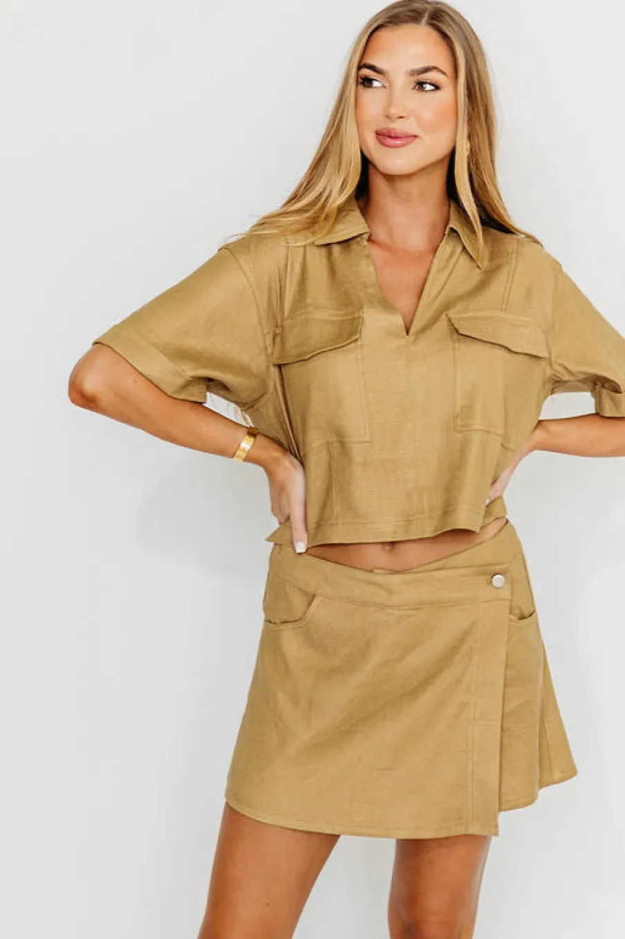 Clearance Worth Collective Deborah Top in Khaki