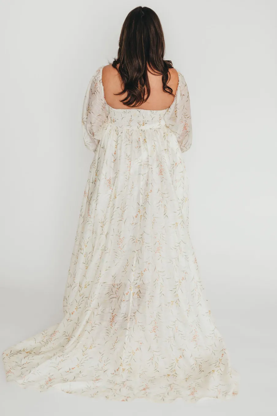 Best Worth Collective Delilah Dress With Train in Cream Floral - Bump Friendly (XS-XL) Resto