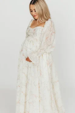 Best Worth Collective Delilah Dress With Train in Cream Floral - Bump Friendly (XS-XL) Resto