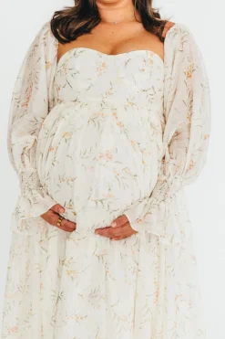 Best Worth Collective Delilah Dress With Train in Cream Floral - Bump Friendly (XS-XL) Resto
