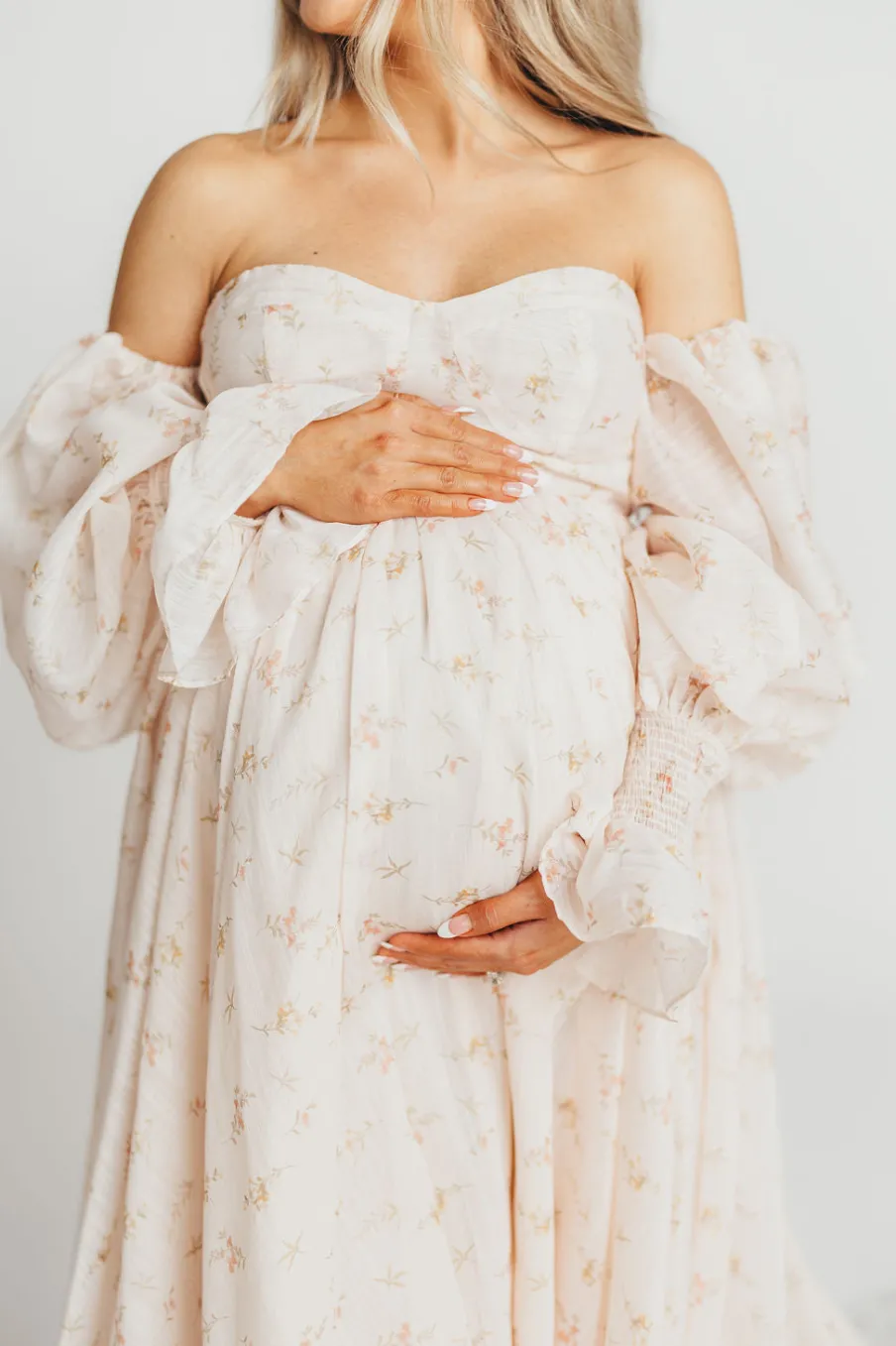 Clearance Worth Collective Delilah Maxi Dress with Train in Peach - Bump Friendly (XS-3XL)