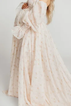 Clearance Worth Collective Delilah Maxi Dress with Train in Peach - Bump Friendly (XS-3XL)