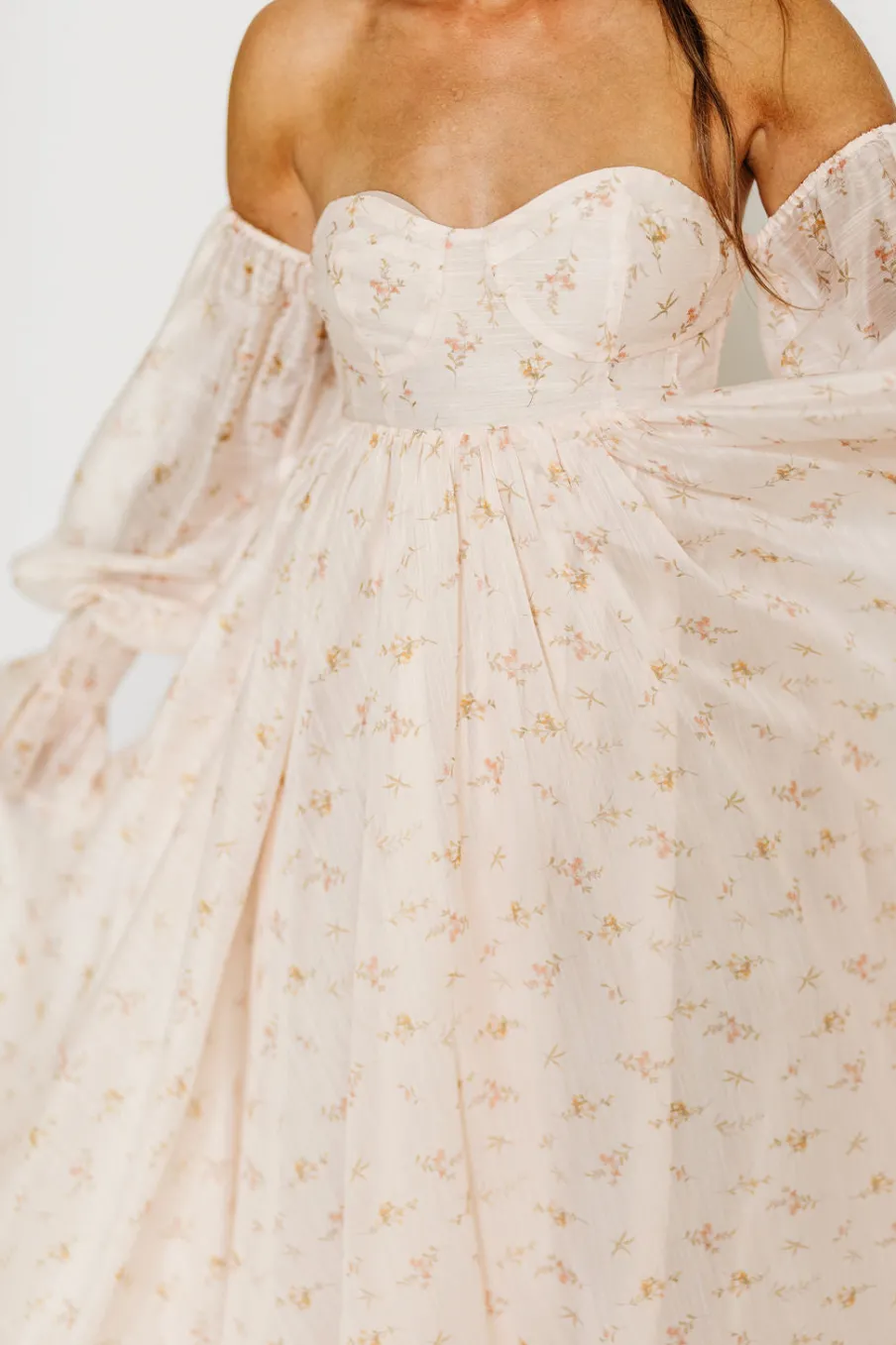Clearance Worth Collective Delilah Maxi Dress with Train in Peach - Bump Friendly (XS-3XL)