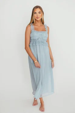 Clearance Worth Collective Demi Ruffle Midi Dress in Blue
