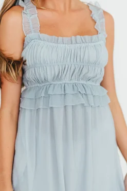 Clearance Worth Collective Demi Ruffle Midi Dress in Blue