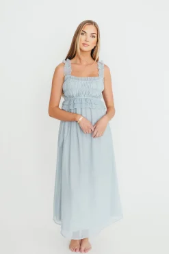 Clearance Worth Collective Demi Ruffle Midi Dress in Blue