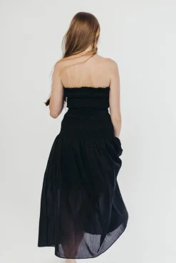 Hot Worth Collective Devin Strapless Midi Dress with Sash in Black