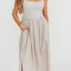 Clearance Worth Collective Dorit Everyday Elegance Stretch Top Maxi Dress in Stone