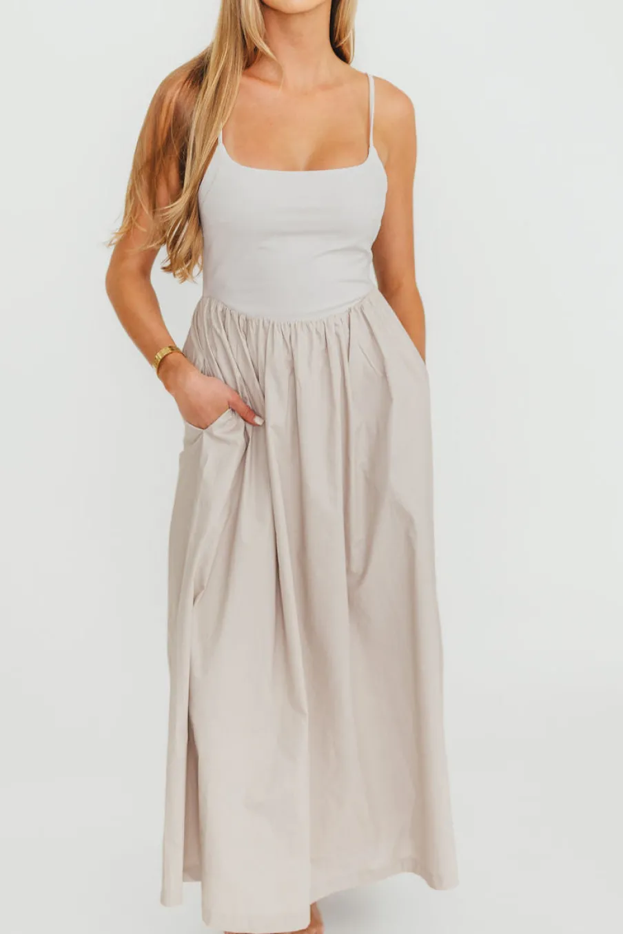 Clearance Worth Collective Dorit Everyday Elegance Stretch Top Maxi Dress in Stone