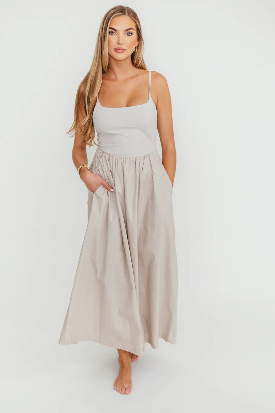 Clearance Worth Collective Dorit Everyday Elegance Stretch Top Maxi Dress in Stone