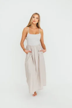 Clearance Worth Collective Dorit Everyday Elegance Stretch Top Maxi Dress in Stone