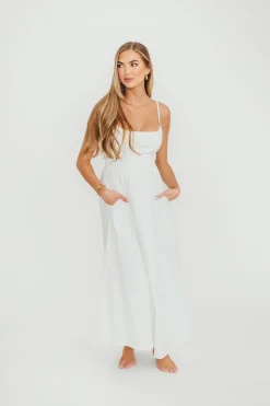 Clearance Worth Collective Dorit Everyday Elegance Stretch Top Maxi Dress in White