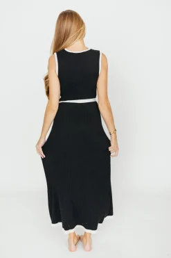 Sale Worth Collective Drew Sleeveless Ribbed Knit Midi Dress in Black/White