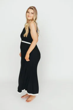 Sale Worth Collective Drew Sleeveless Ribbed Knit Midi Dress in Black/White