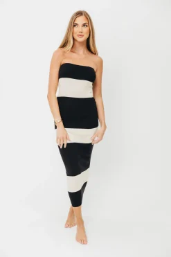 Online Worth Collective Eboni Knit Strapless Maxi Bodycon Tubetop Dress in Stripe