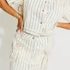 Hot Worth Collective Eden Striped Short Sleeve Jacket in Blue