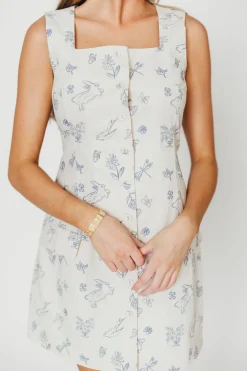 Clearance Worth Collective Elle Printed Mini Dress in Blue