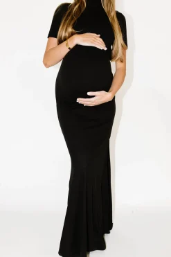 Outlet Worth Collective Ellis Maxi Dress in Black - Bump Friendly
