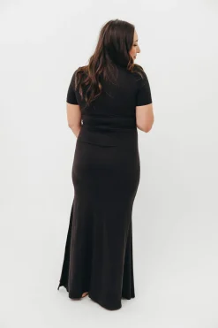 Outlet Worth Collective Ellis Maxi Dress in Black - Bump Friendly