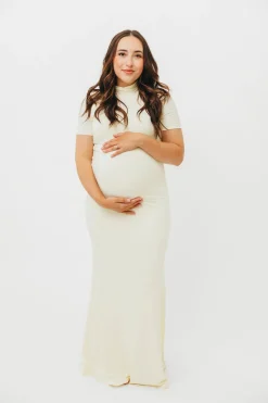Online Worth Collective Ellis Maxi Dress in Ivory - Bump Friendly