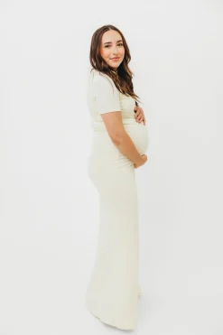 Online Worth Collective Ellis Maxi Dress in Ivory - Bump Friendly