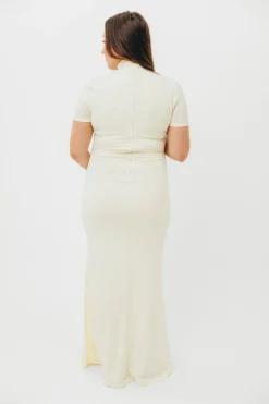 Online Worth Collective Ellis Maxi Dress in Ivory - Bump Friendly