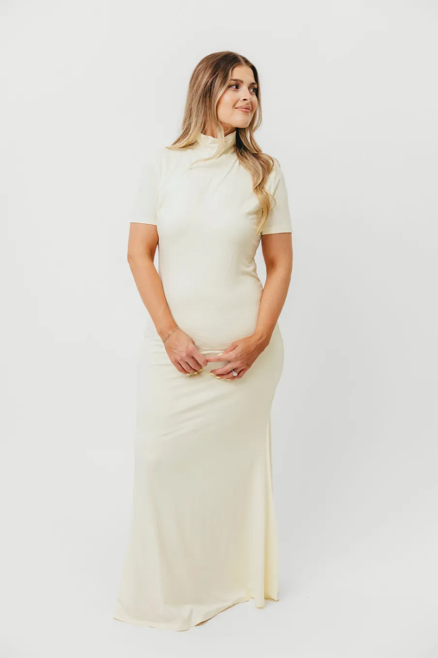 Online Worth Collective Ellis Maxi Dress in Ivory - Bump Friendly