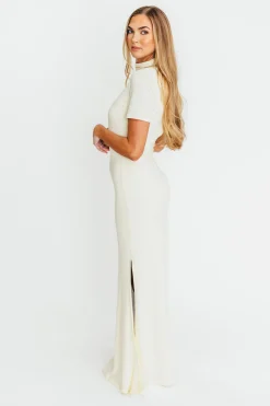 Online Worth Collective Ellis Maxi Dress in Ivory - Bump Friendly