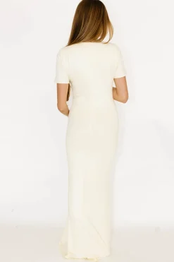 Online Worth Collective Ellis Maxi Dress in Ivory - Bump Friendly