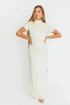 Online Worth Collective Ellis Maxi Dress in Ivory - Bump Friendly