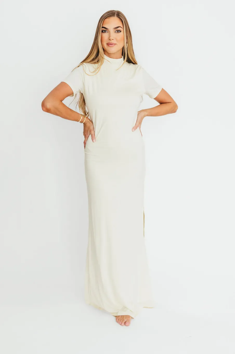 Online Worth Collective Ellis Maxi Dress in Ivory - Bump Friendly