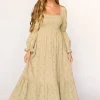Sale Worth Collective Emerson 100% Cotton Gauze Maxi Dress in Thyme - Bump Friendly