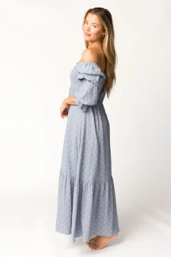 Sale Worth Collective Emerson 100% Cotton Gauze Maxi Dress in Indigo - Bump Friendly