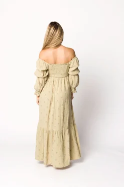Sale Worth Collective Emerson 100% Cotton Gauze Maxi Dress in Thyme - Bump Friendly
